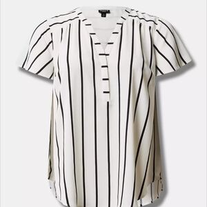 Torrid Black and White Striped Blouse